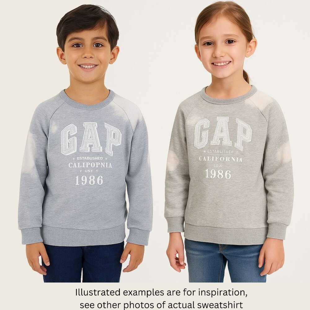 Gap Kids Gray Sweatshirt California USA 1986 Print Cotton Blend Boys Girls Small